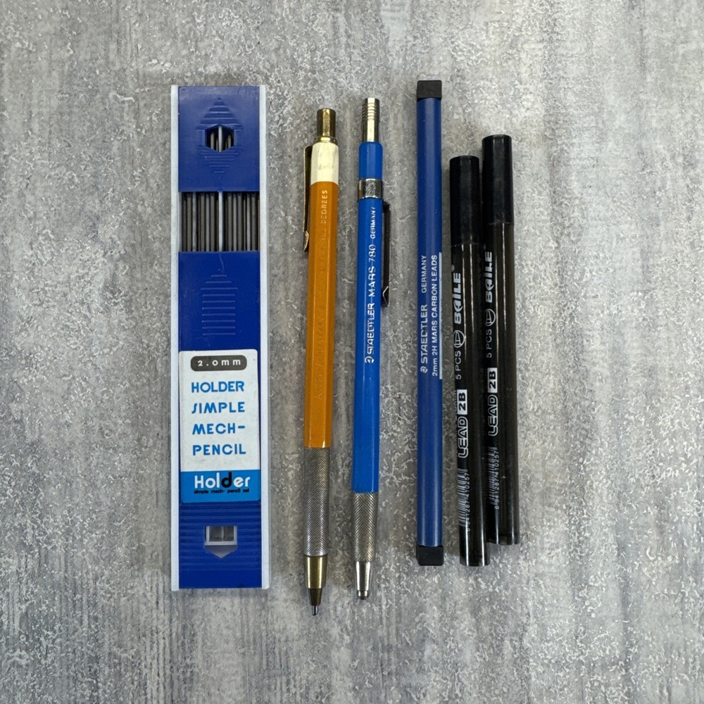 Vtg Drafting lot Staedtler Mars 780 Koh I Noor 5616 Lead holders pencils Refills